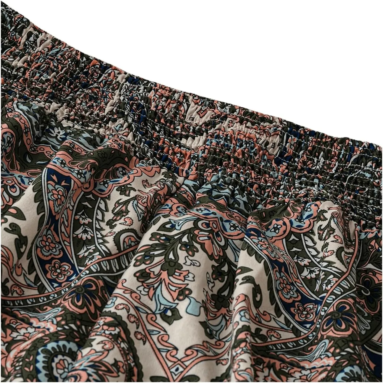 SOLY HUX Women's Plus Size Paisley Pants Elastic Waist Wide Leg Trousers Boho Vacation Pants