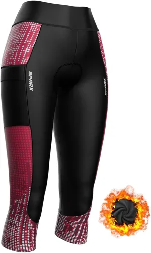 Sparx Women Padded Bike Pants Cycling Shorts Bicycle Thermal Capris 3/4 Winter Biking Tights
