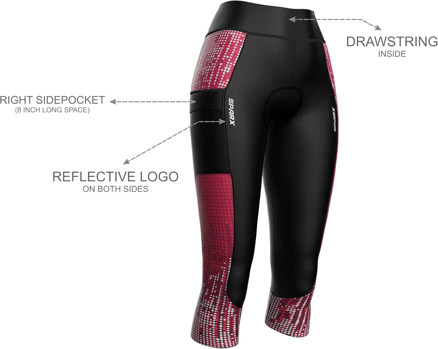 Sparx Women Padded Bike Pants Cycling Shorts Bicycle Thermal Capris 3/4 Winter Biking Tights