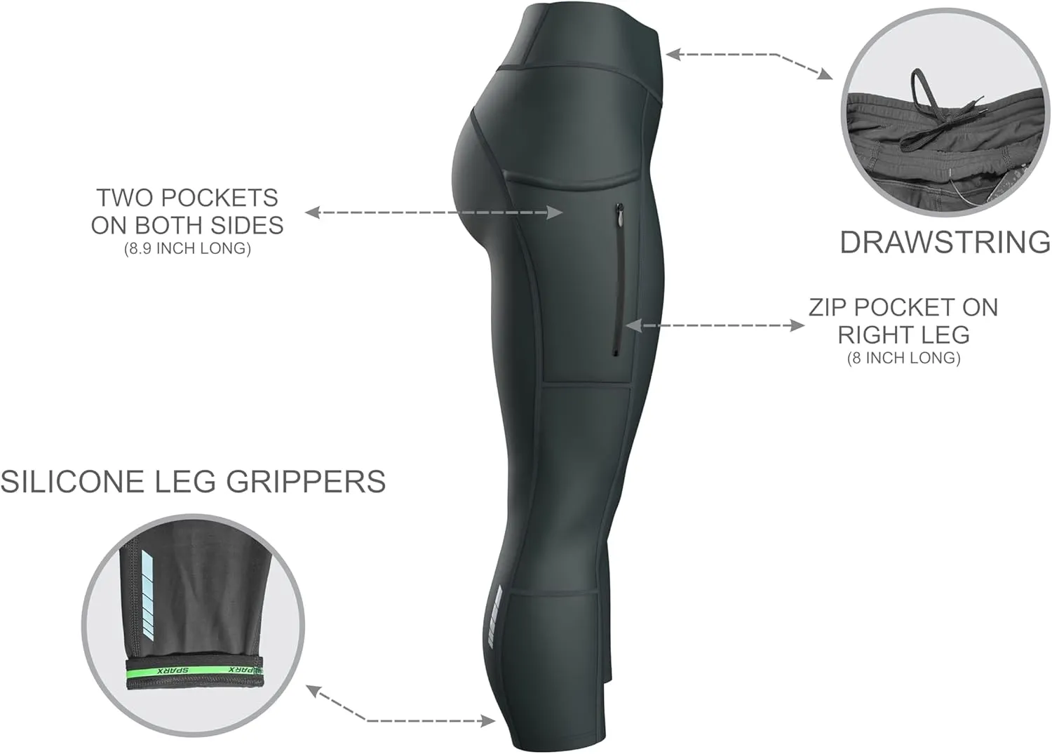 Sparx Women Padded Bike Pants Cycling Shorts Bicycle Thermal Capris 3/4 Winter Biking Tights