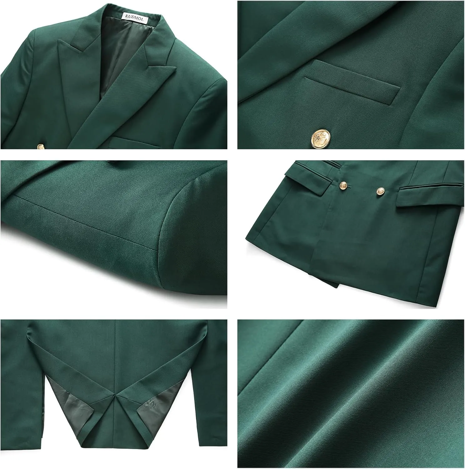 Suit for Men Solid Double Breasted 2 Piece Tuxedo Set Regular Fit Peak Lapels Jacket and Pants