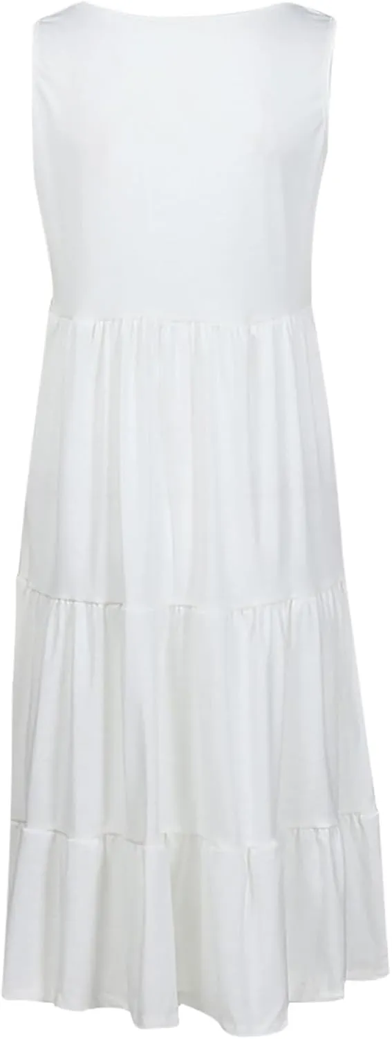 Summer Sundress for Women Casual Sleeveless Flowy Tiered Plus Size Dress Fashion Boho Beach Vacation Dresses S-5XL