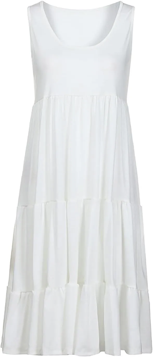 Summer Sundress for Women Casual Sleeveless Flowy Tiered Plus Size Dress Fashion Boho Beach Vacation Dresses S-5XL