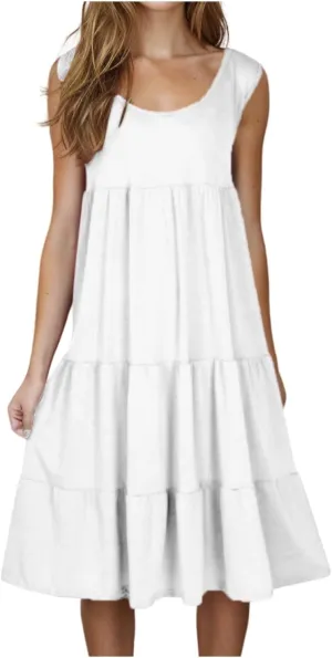 Summer Sundress for Women Casual Sleeveless Flowy Tiered Plus Size Dress Fashion Boho Beach Vacation Dresses S-5XL