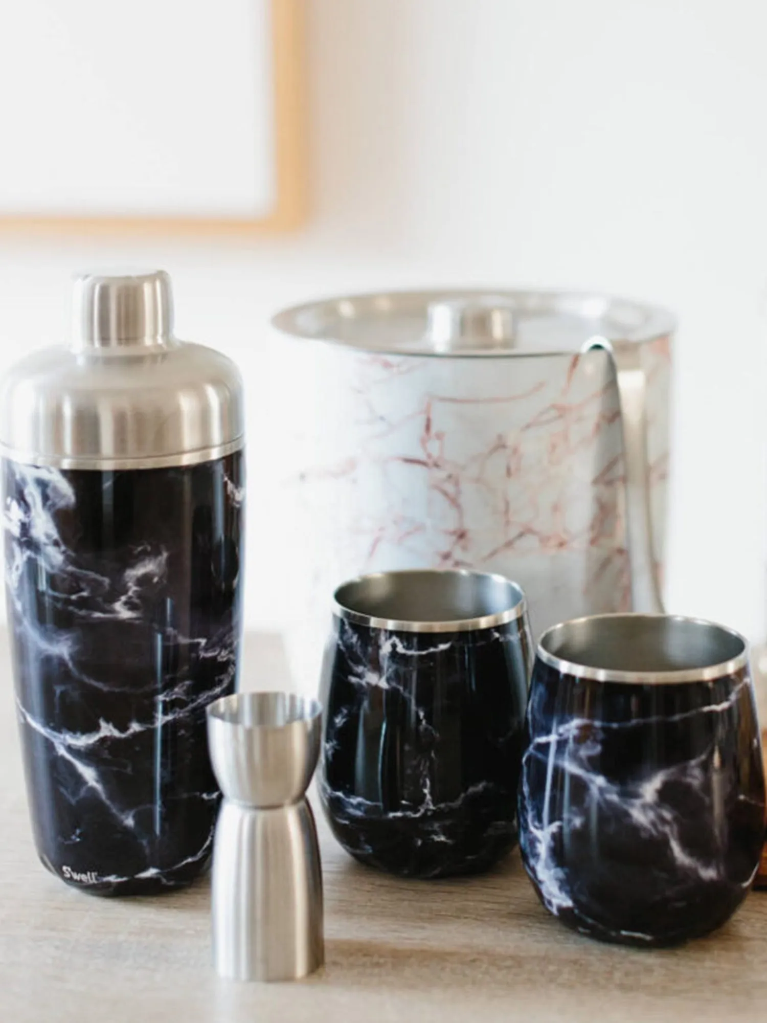 S'well 18oz Black Marble Cocktail Shaker Set