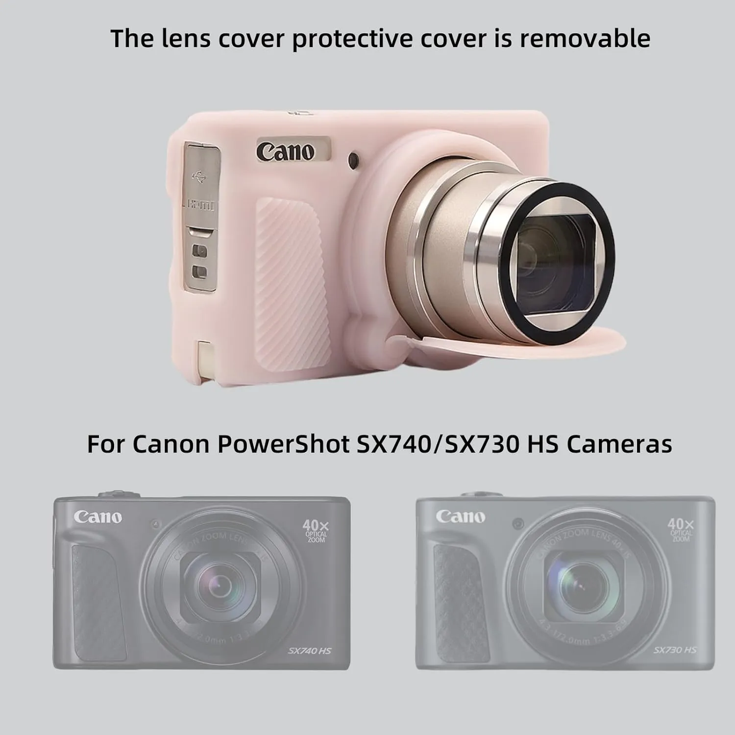 SZHSYJY Camera Case for Canon PowerShot SX740/ SX730 Digital Camera,Soft Silicone Protective Bag Removable Lens Cover,Anti-Scratch Slim Fit Lightweight Protective Case. (Jelly Pink)