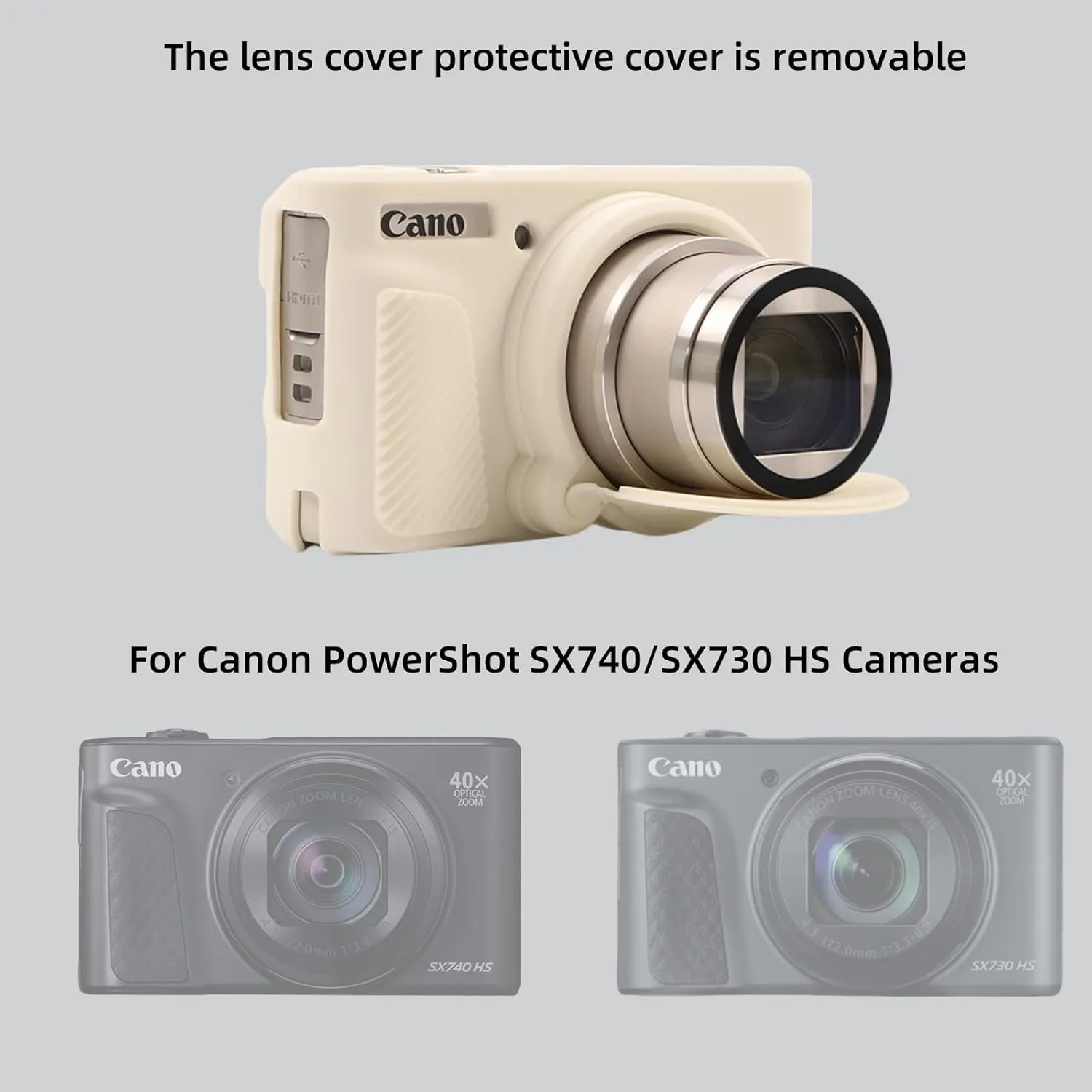 SZHSYJY Camera Case for Canon PowerShot SX740/ SX730 Digital Camera,Soft Silicone Protective Bag Removable Lens Cover,Anti-Scratch Slim Fit Lightweight Protective Case. (Misty White)