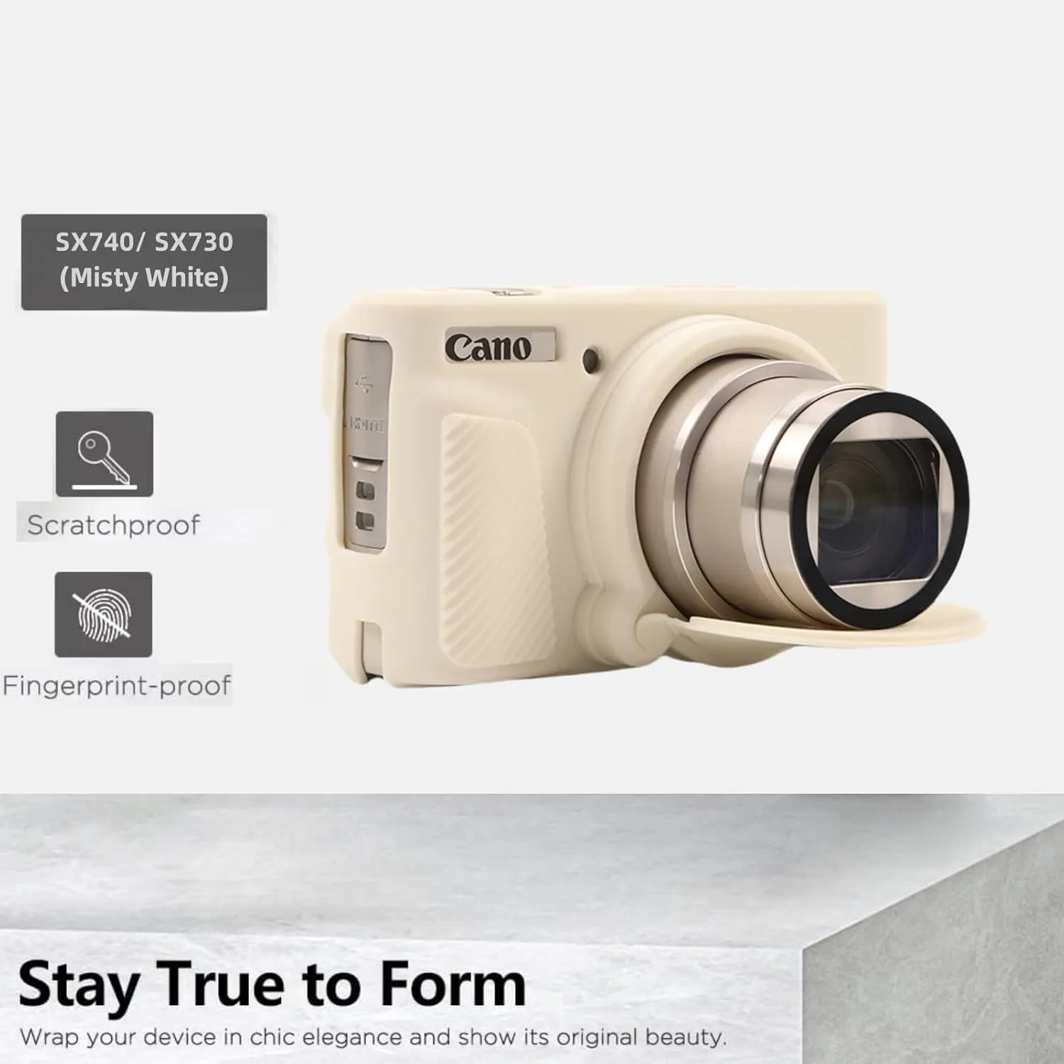 SZHSYJY Camera Case for Canon PowerShot SX740/ SX730 Digital Camera,Soft Silicone Protective Bag Removable Lens Cover,Anti-Scratch Slim Fit Lightweight Protective Case. (Misty White)
