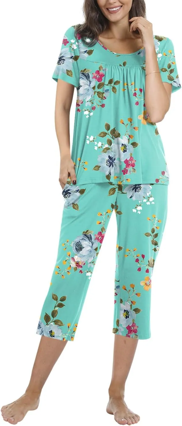 TAOHUADAO Women's Casual Pajama Sets, Lounge Sleepwear Summer Ladies Pjs Sets with Pockets