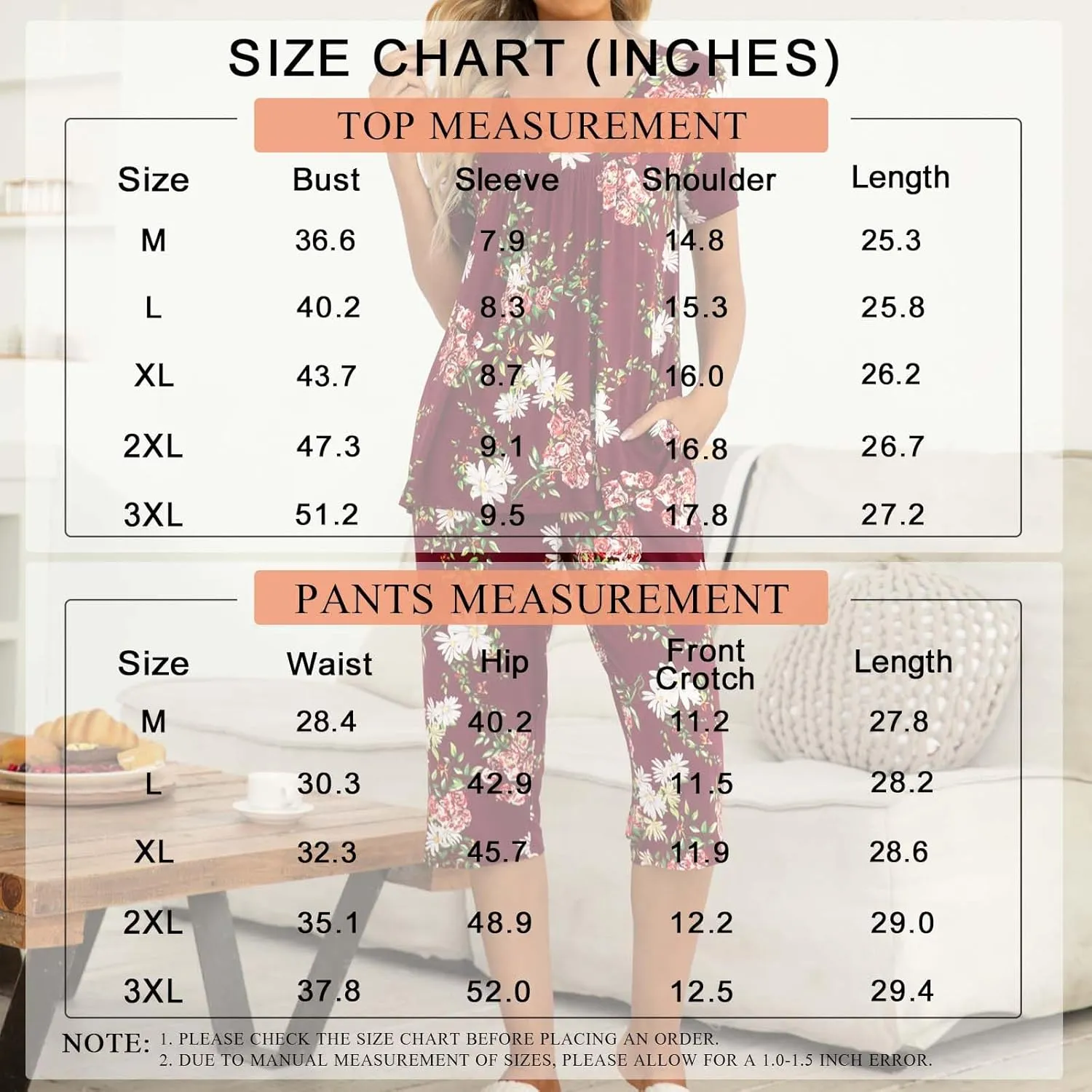 TAOHUADAO Women's Casual Pajama Sets, Lounge Sleepwear Summer Ladies Pjs Sets with Pockets