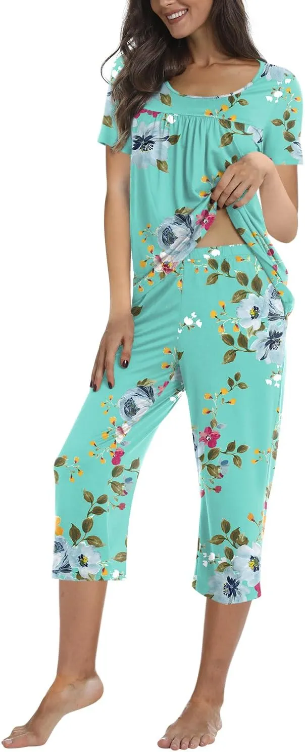 TAOHUADAO Women's Casual Pajama Sets, Lounge Sleepwear Summer Ladies Pjs Sets with Pockets