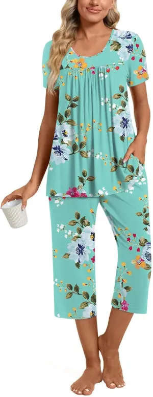 TAOHUADAO Women's Casual Pajama Sets, Lounge Sleepwear Summer Ladies Pjs Sets with Pockets