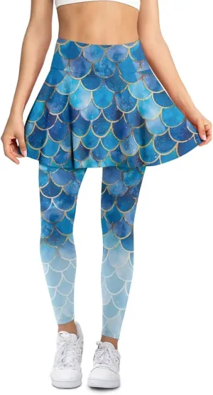 Tennis Skirt with Leggings for Women Active Sport Running Skort Pants Slim Fit Workout Trousers