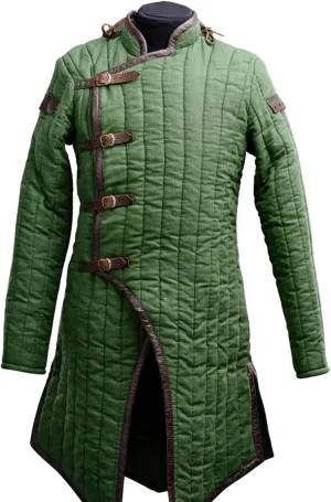 Thick Padded Full Sleeves Gambeson Coat Aketon Jacket Armor, Cotton Fabric | Historical Clothing