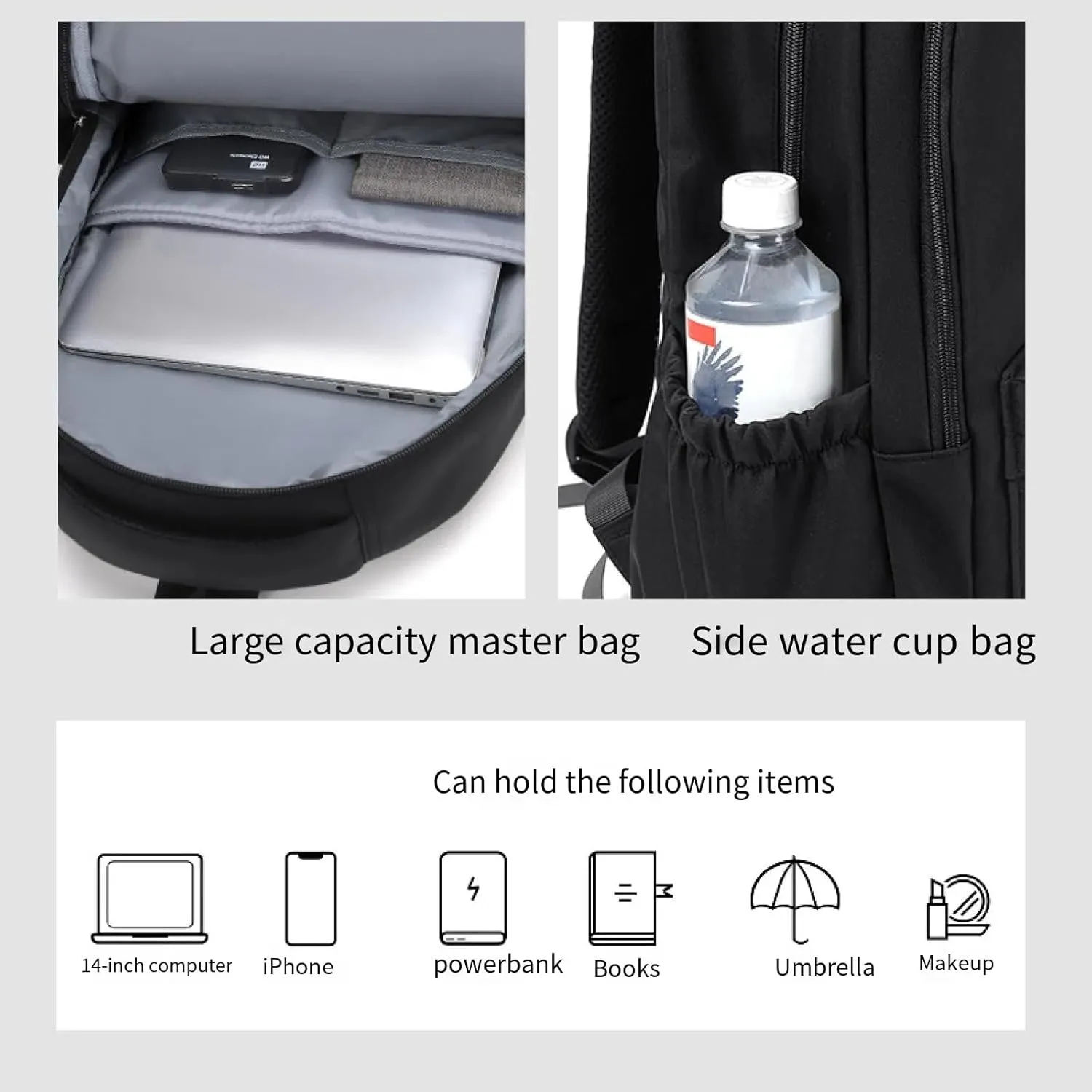 Travel Backpack Large Capacity Laptop Bags for Men and Women Hold 14-inch Laptops