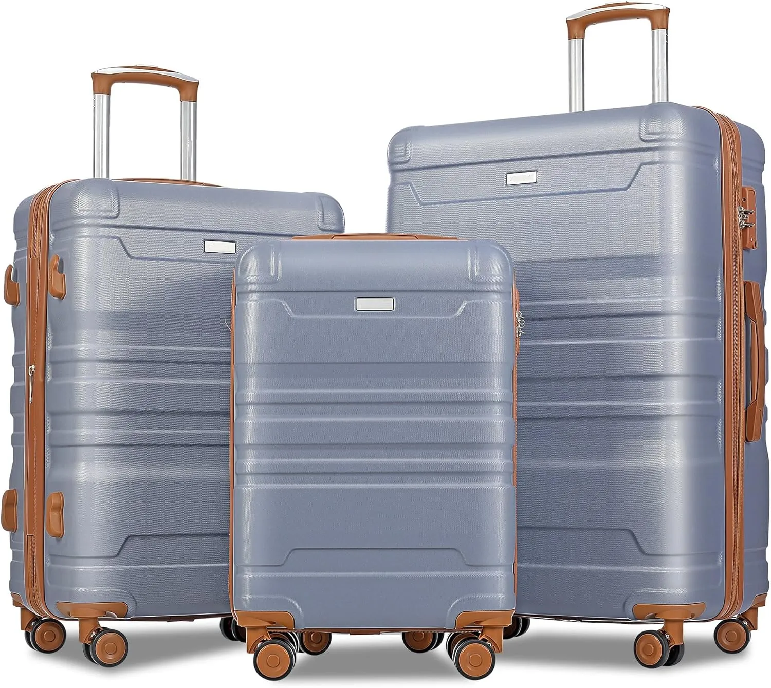 Travel with Expandable Hardshell Luggage Set, Lightweight ABS Material, 3-Piece with Spinner Wheels, Blue