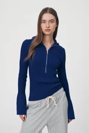 Travis Zip Knit Top Cobalt