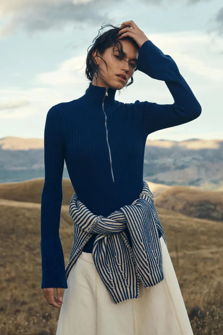 Travis Zip Knit Top Cobalt