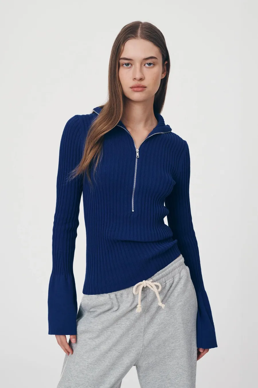 Travis Zip Knit Top Cobalt