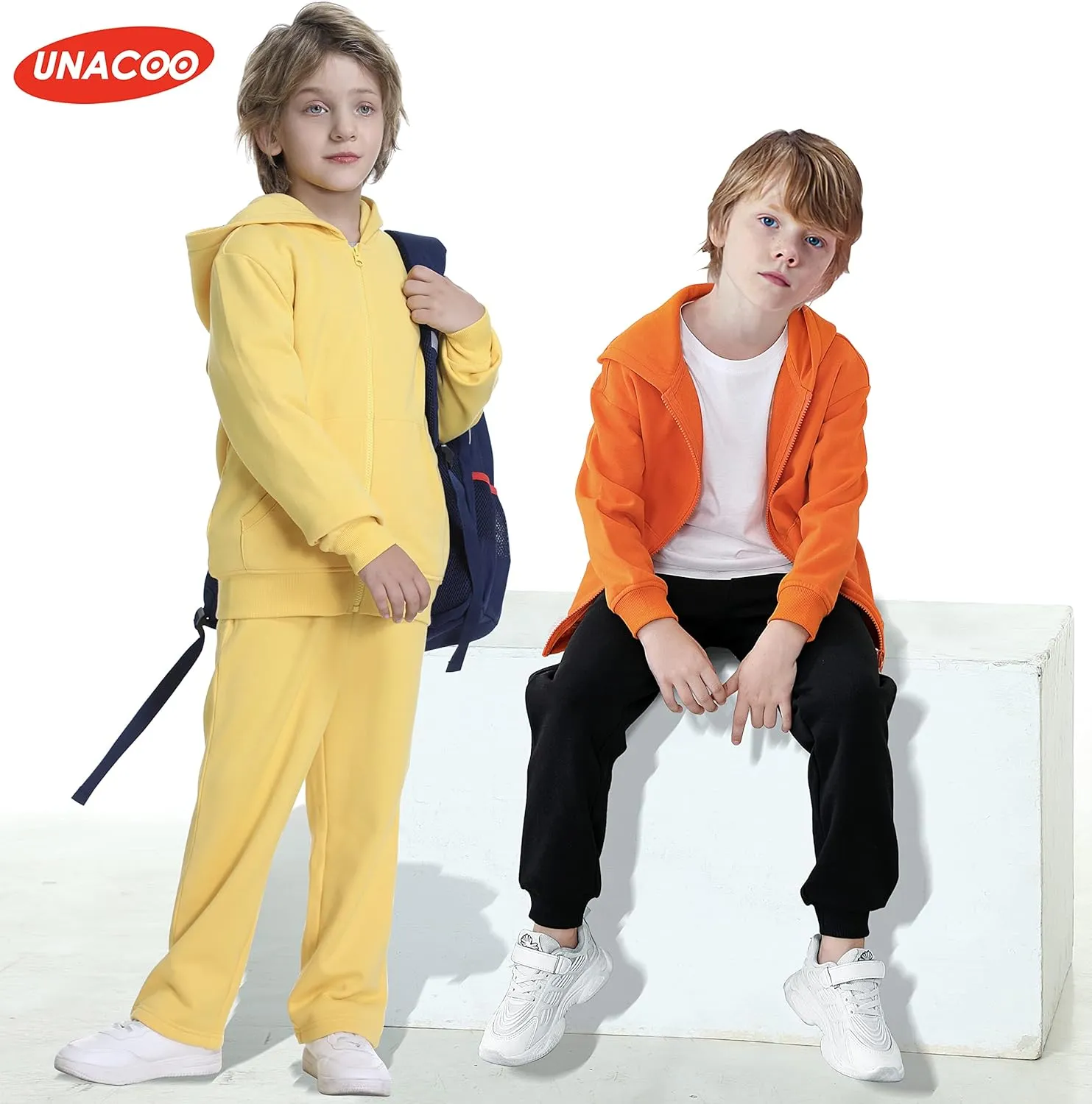 UNACOO Girls Boys Zip Up Hoodie Soft Fleece Sweatshirt Kids Hoodies for Toddler Zipper hoodie Jacket (Age 3-12 Years)