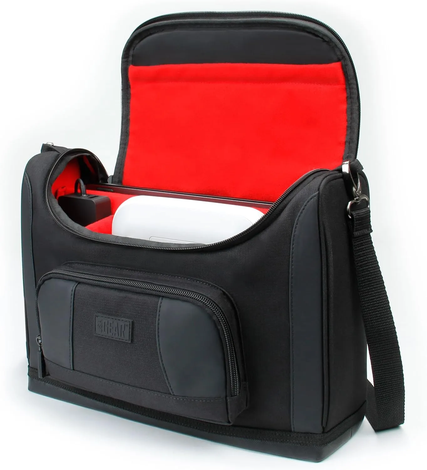 USA Gear Portable Photo Printer Case - Messenger Bag with Padding Dividers Compatible with Canon Selphy CP1500, Selphy Cp1300, Kodak Step Wireless, Canon Ivy 2, and More Mini Photo Printers - Red