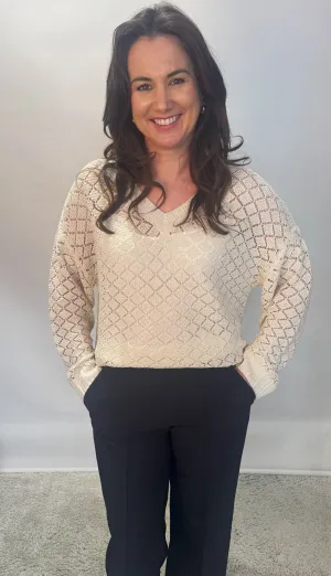 V- Neck Pullover - Beige