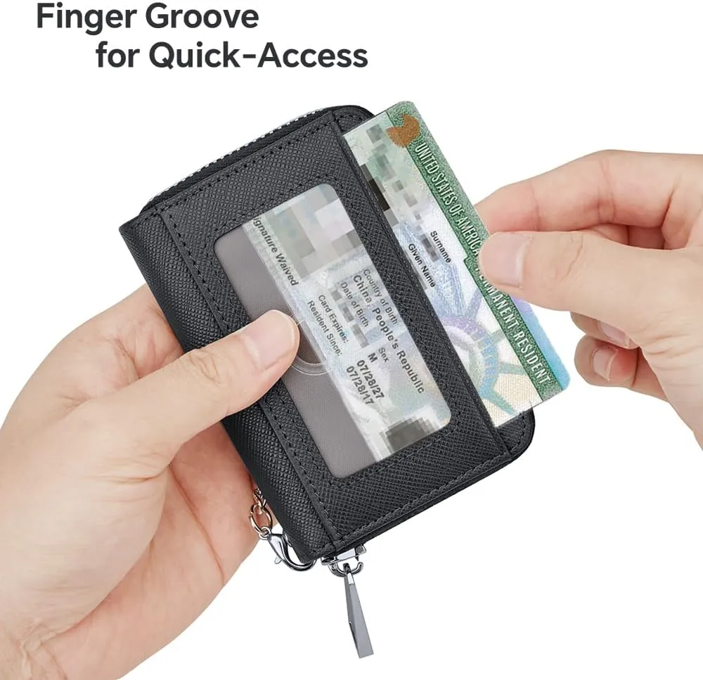 VANNANBA Chain Wallet Zipper Large Capacity Organizer Accordion Wallet Genuine Leather Purse RFID Blocking Wallet for Men,black10