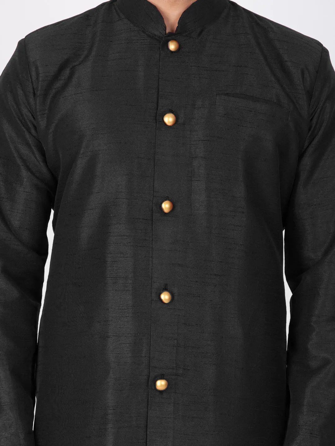 Vastramay Silk Blend Orange Baap Beta Kurta Pyjama Set
