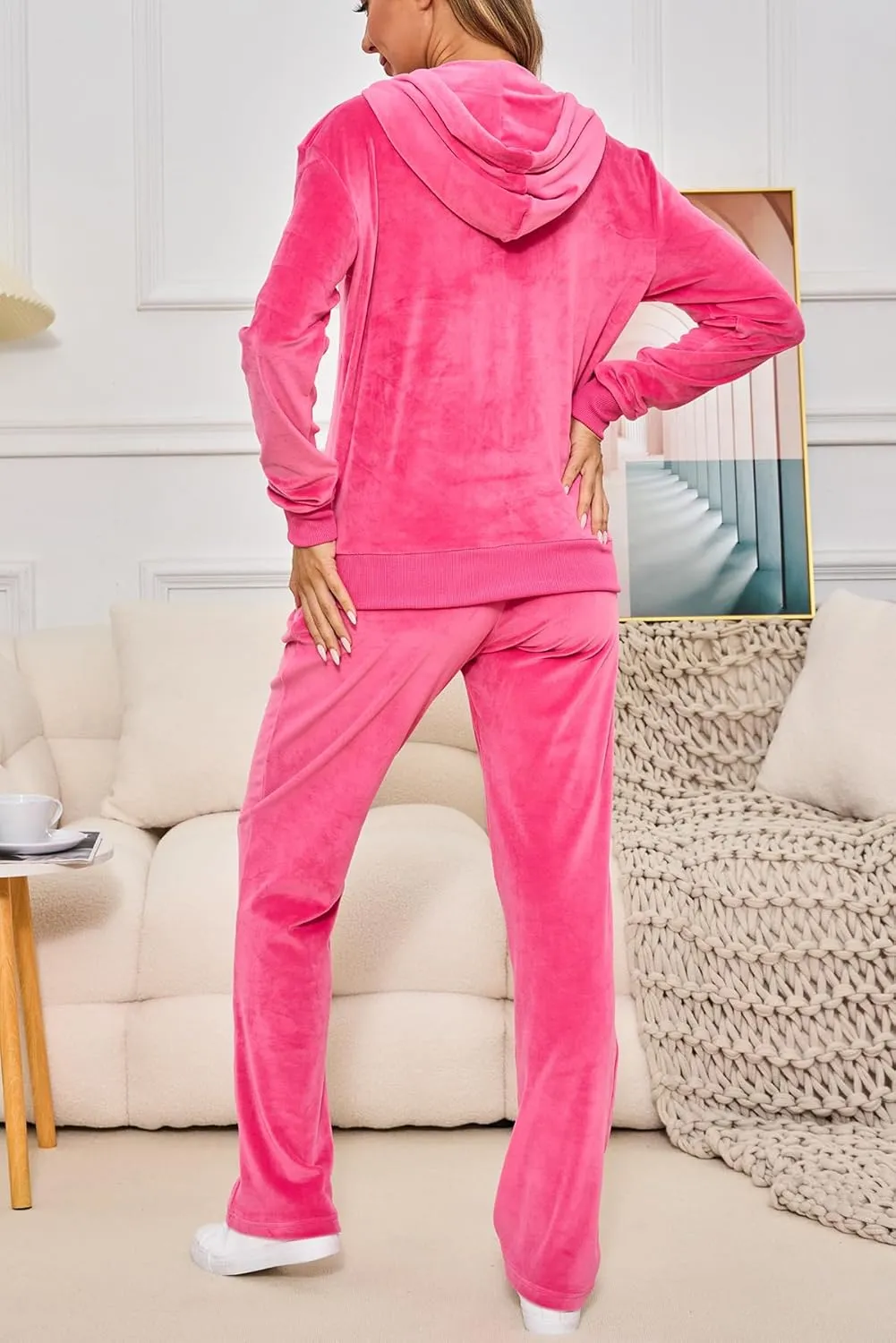 Velour Track Suits for Women Set Fall Sweatsuits 2 Piece