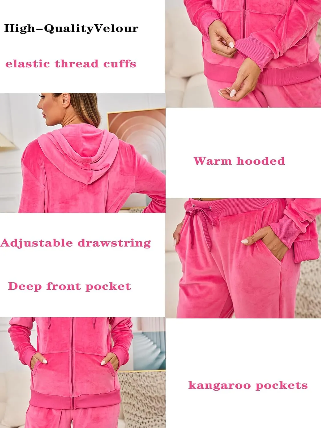 Velour Track Suits for Women Set Fall Sweatsuits 2 Piece