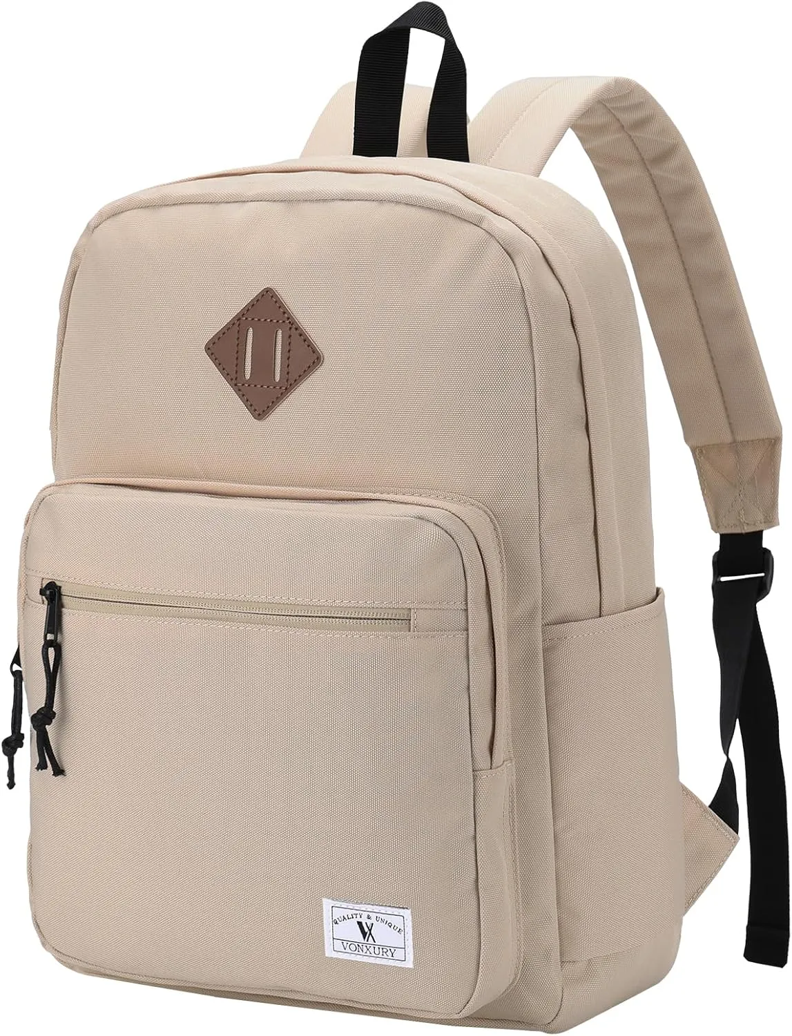 VX VONXURY School Backpack for Men Women,Lightweight Classic Basic Bookbag Simple Kids Black Backpack for College Travel
