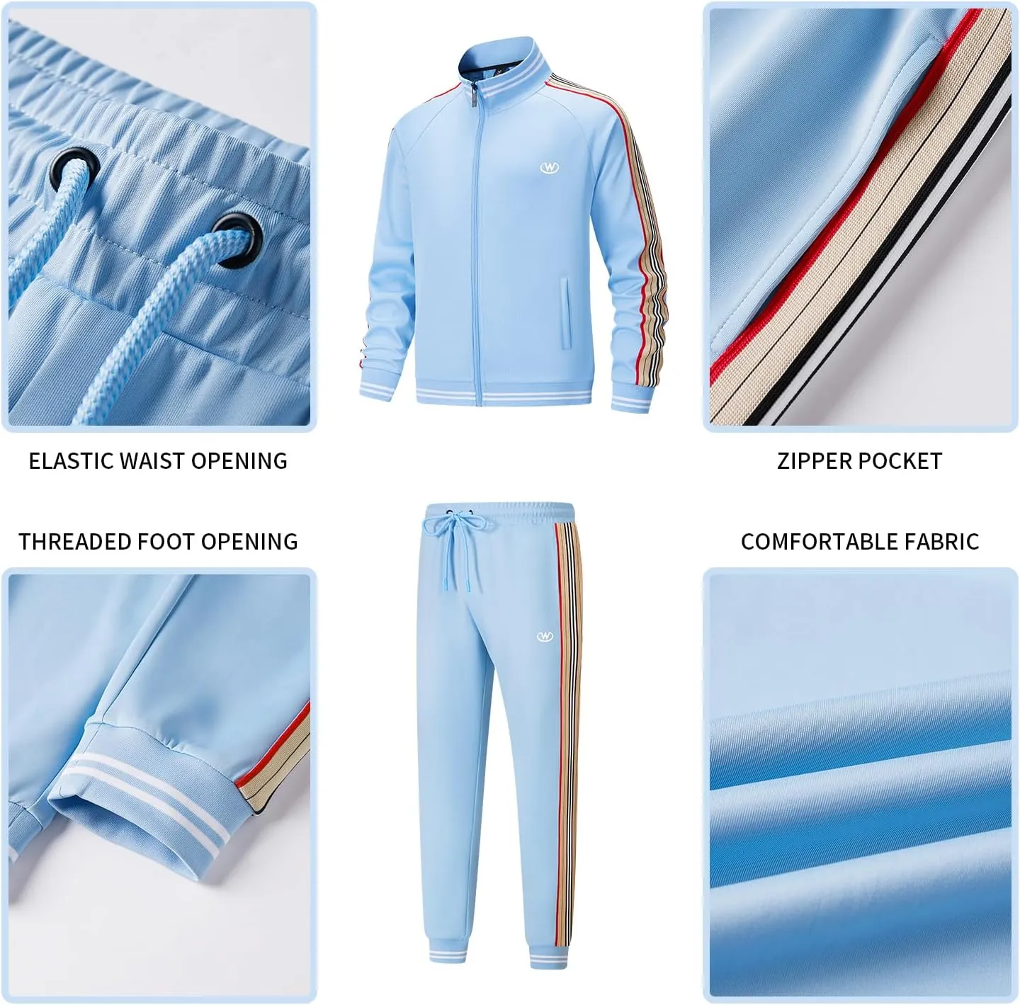W JIANWANG Track Suits for Men Set Jogging Tracksuit Mens Sweatsuits Workout Running Sports Jogger Sweat Suits Outfits