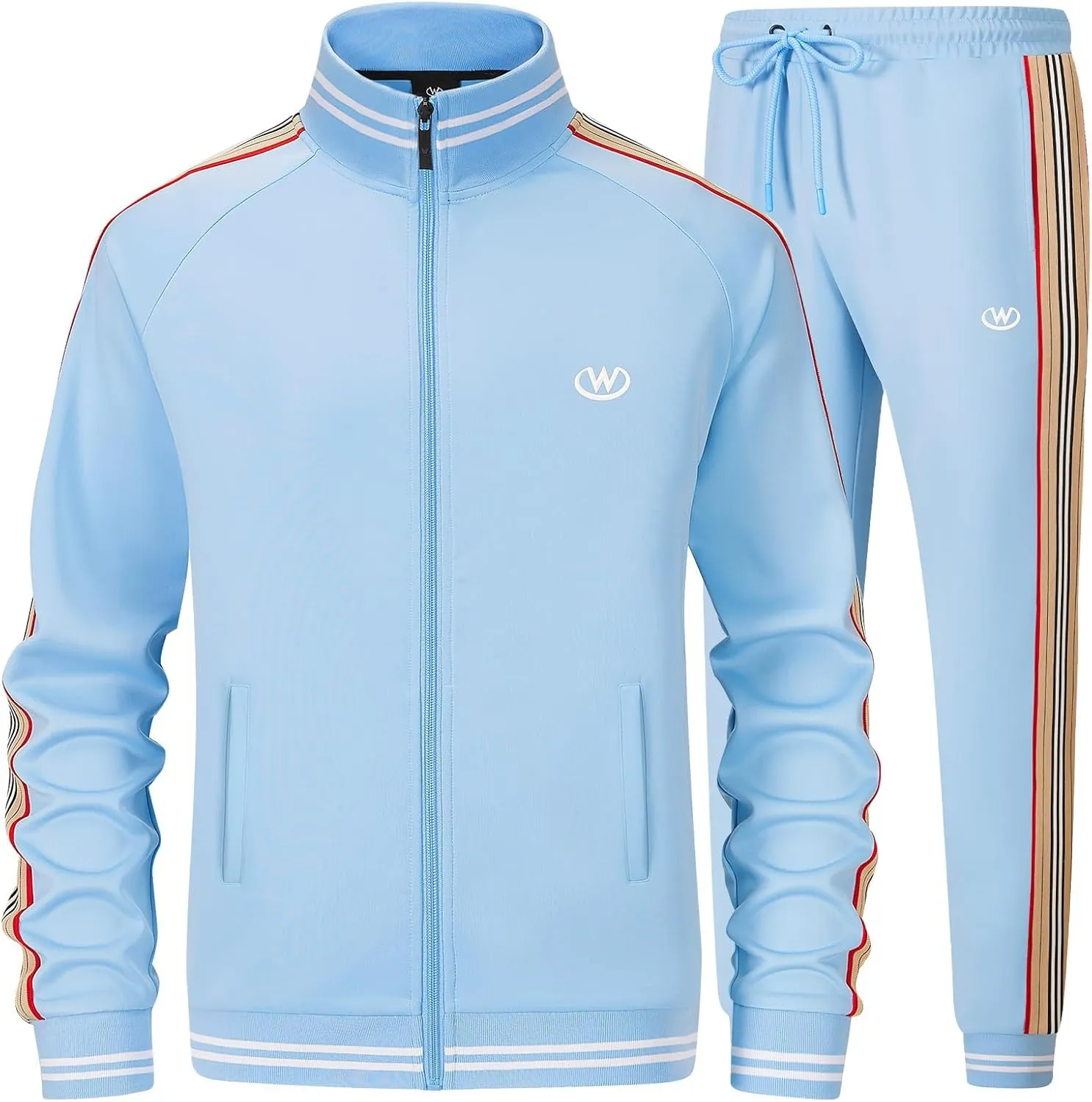 W JIANWANG Track Suits for Men Set Jogging Tracksuit Mens Sweatsuits Workout Running Sports Jogger Sweat Suits Outfits