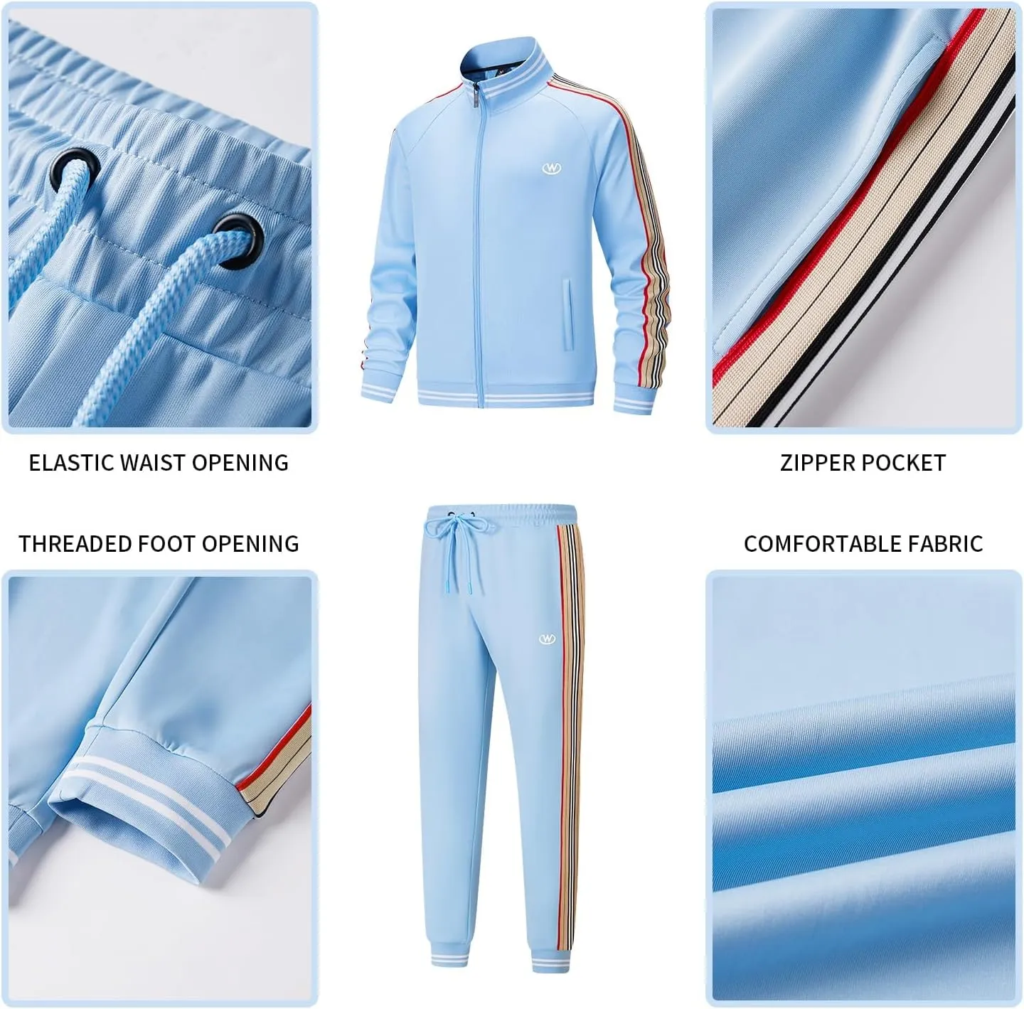 W JIANWANG Track Suits for Men Set Jogging Tracksuit Mens Sweatsuits Workout Running Sports Jogger Sweat Suits Outfits