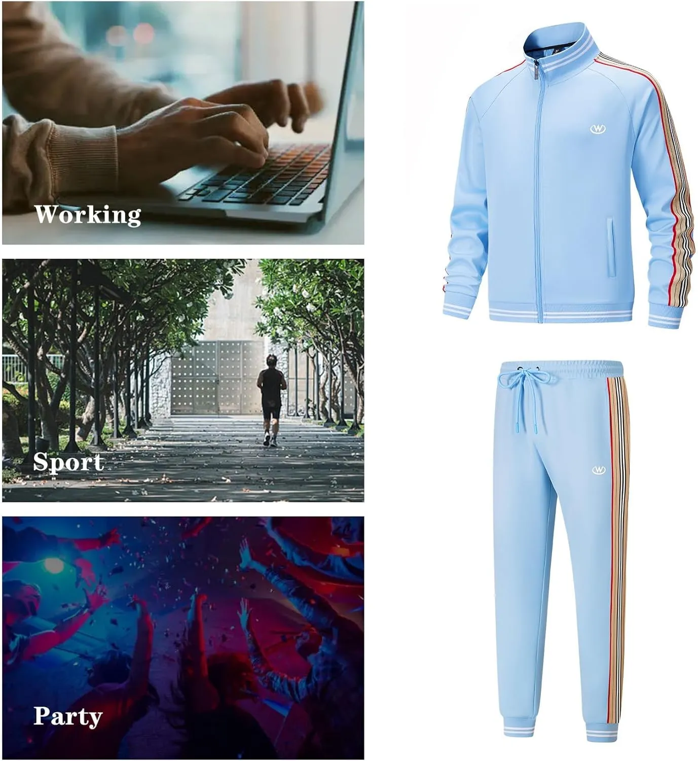 W JIANWANG Track Suits for Men Set Jogging Tracksuit Mens Sweatsuits Workout Running Sports Jogger Sweat Suits Outfits