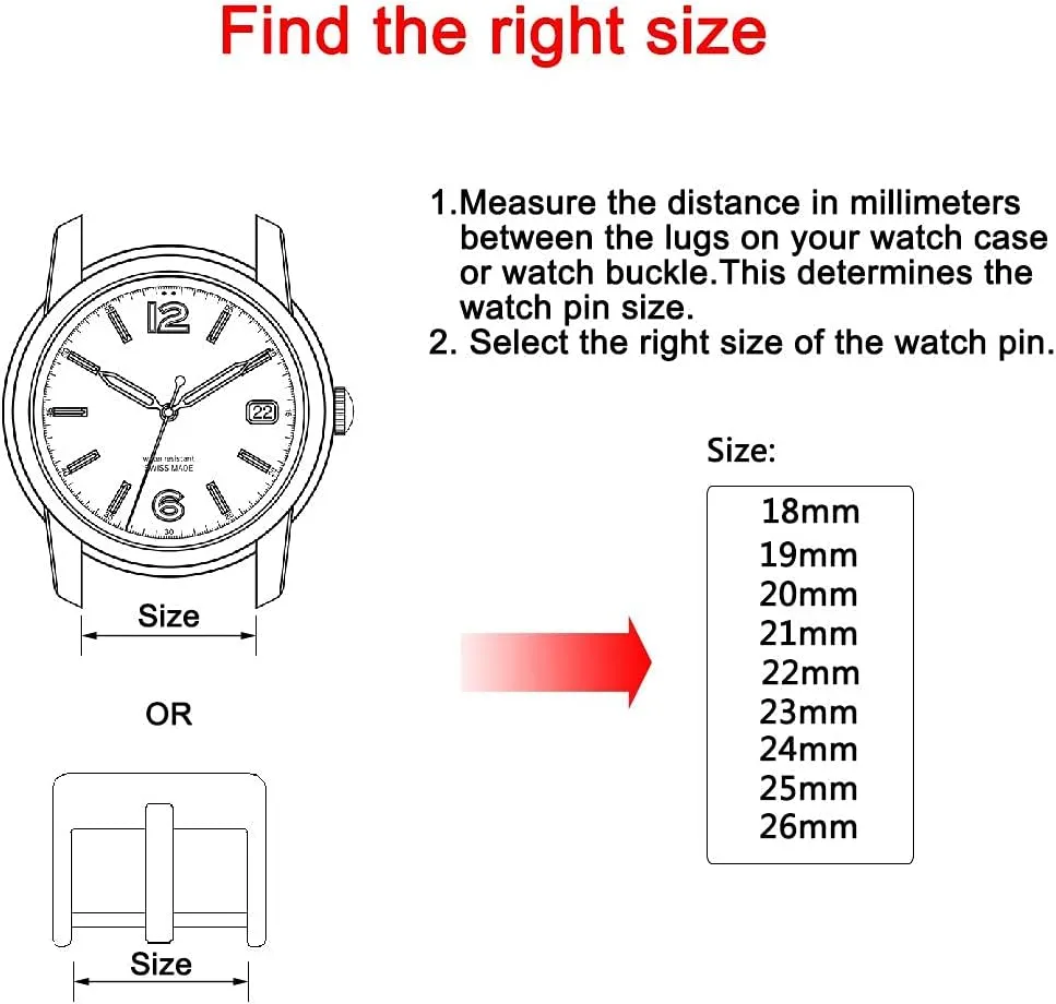 Wellfit Watch Pins, 1.8mm Thickness Heavy Duty Spring Bar, 4 Pack Stainless Steel Watch Band Pins, 24mm