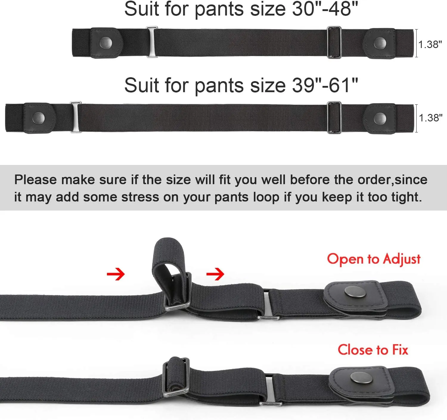 WERFORU No Buckle Elastic Belt for Men Stretch Buckle Free Belt for Jeans Pants 1.38 Inches Wide