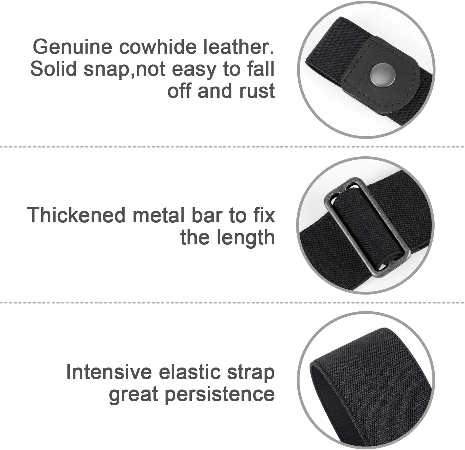 WERFORU No Buckle Elastic Belt for Men Stretch Buckle Free Belt for Jeans Pants 1.38 Inches Wide