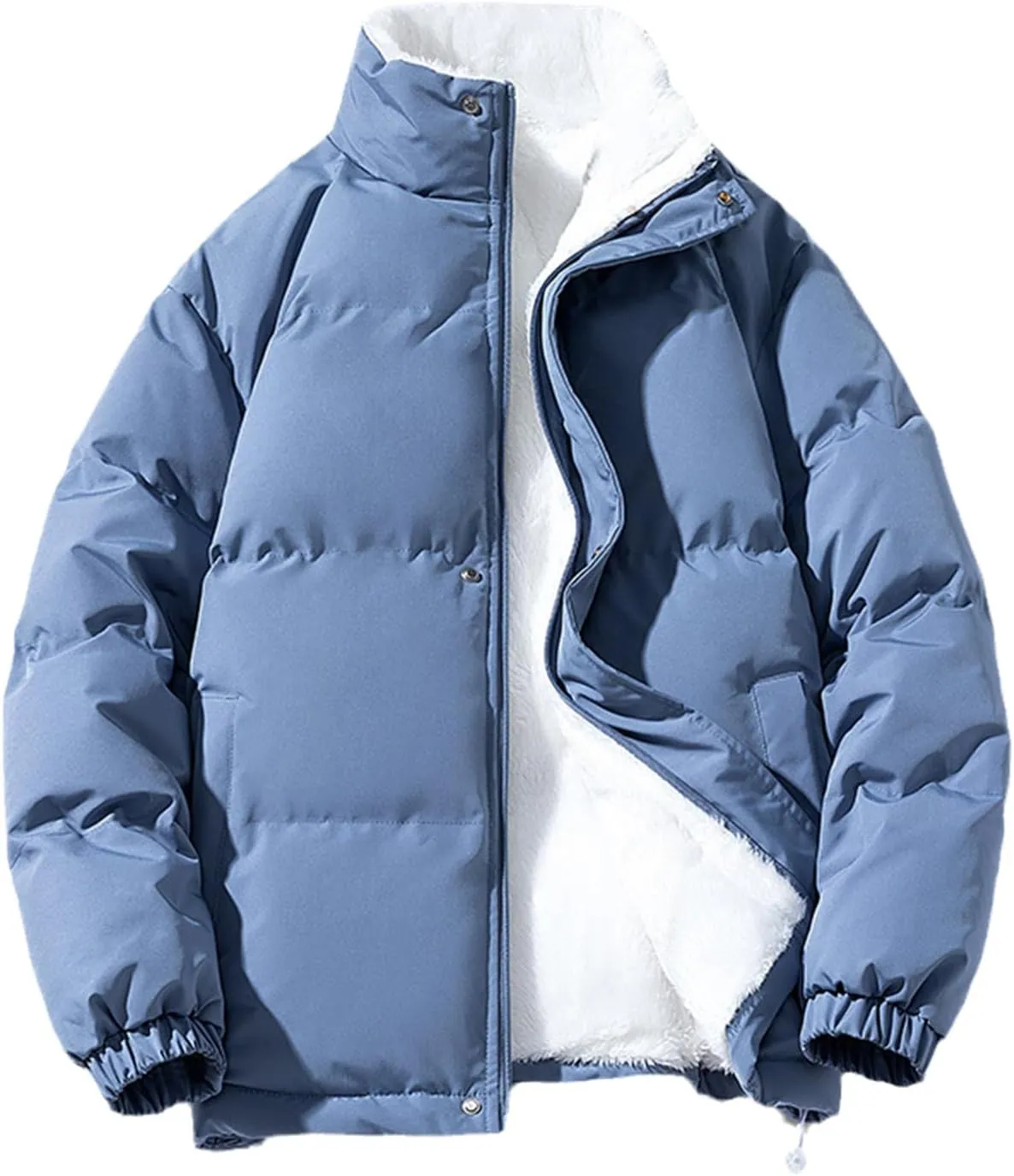 Winter Jacket Women Zipped Thick Warm Streetwear Lined Fleece Cotton Padded Parka Fluffy Coat Loose Plush