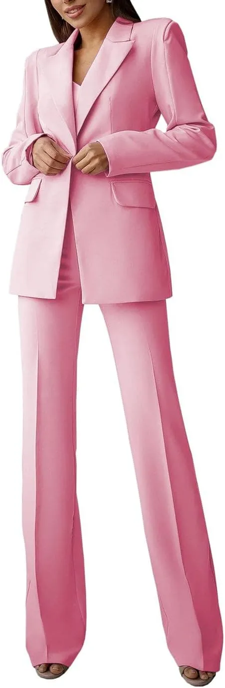 Women 2 Piece Suits Pant Elegant Peak Lapel Office Blazer Pant Suit Lady Formal Business Party Office Work Outfit