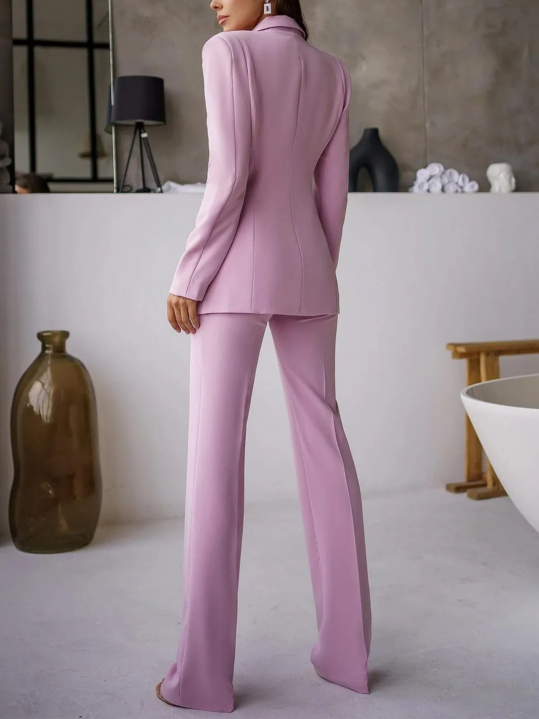 Women 2 Piece Suits Pant Elegant Peak Lapel Office Blazer Pant Suit Lady Formal Business Party Office Work Outfit