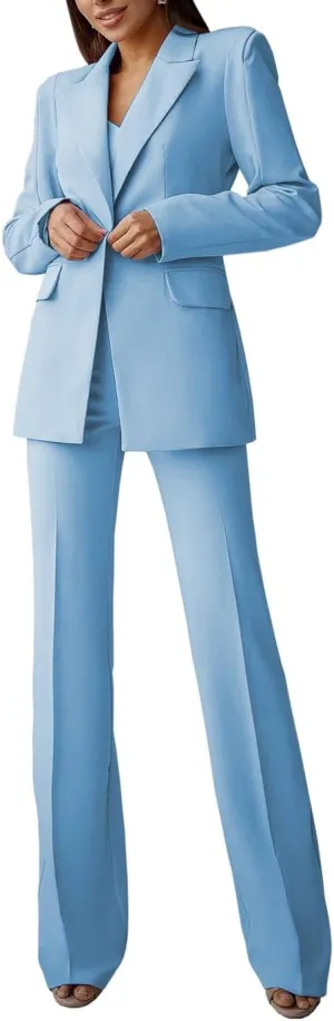 Women 2 Piece Suits Pant Elegant Peak Lapel Office Blazer Pant Suit Lady Formal Business Party Office Work Outfit