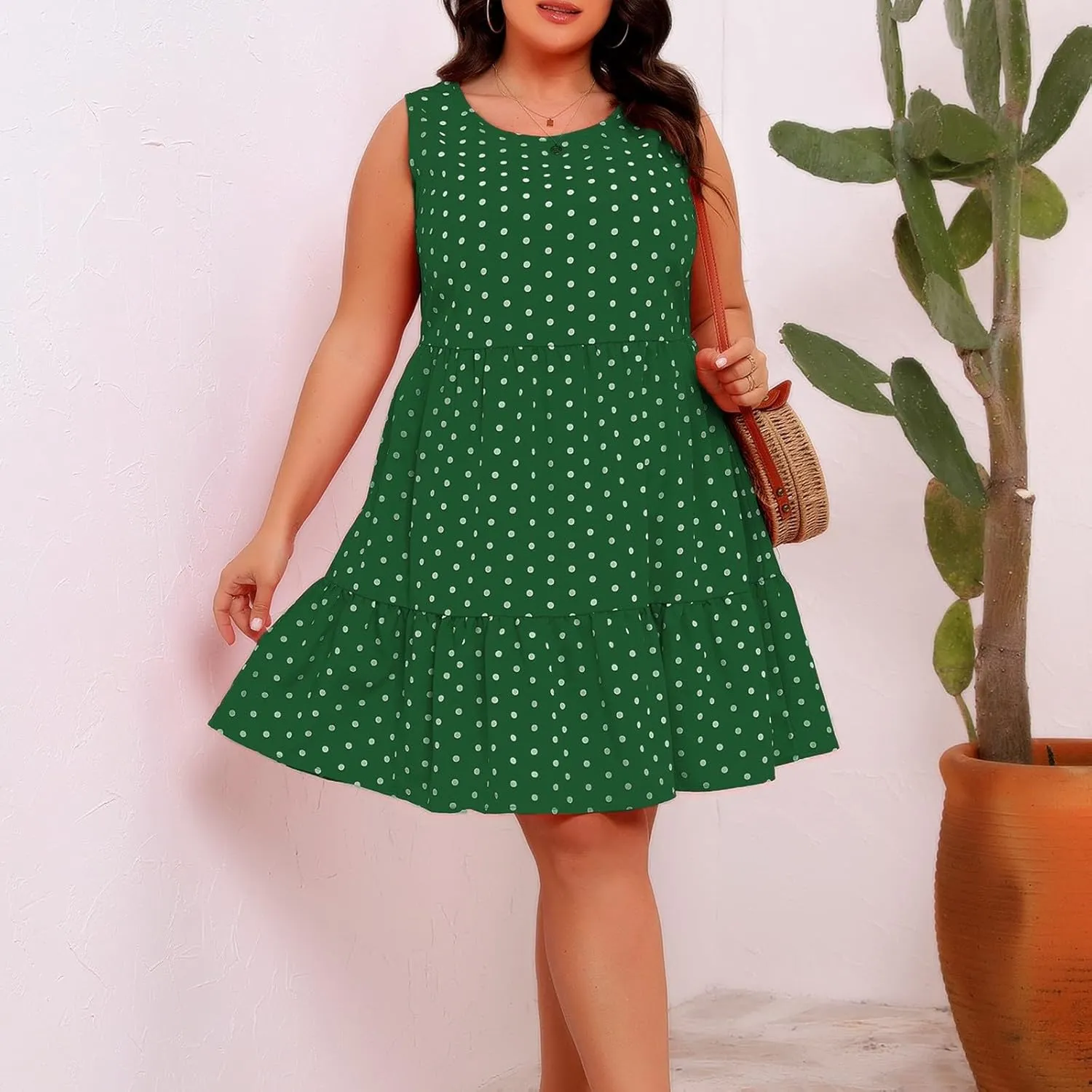 Women Summer Casual Dresses 2025 Plus Size Crew Neck Dress Sleeveless Beach Sundresses Flowy Tiered Tank T Shirt Dress