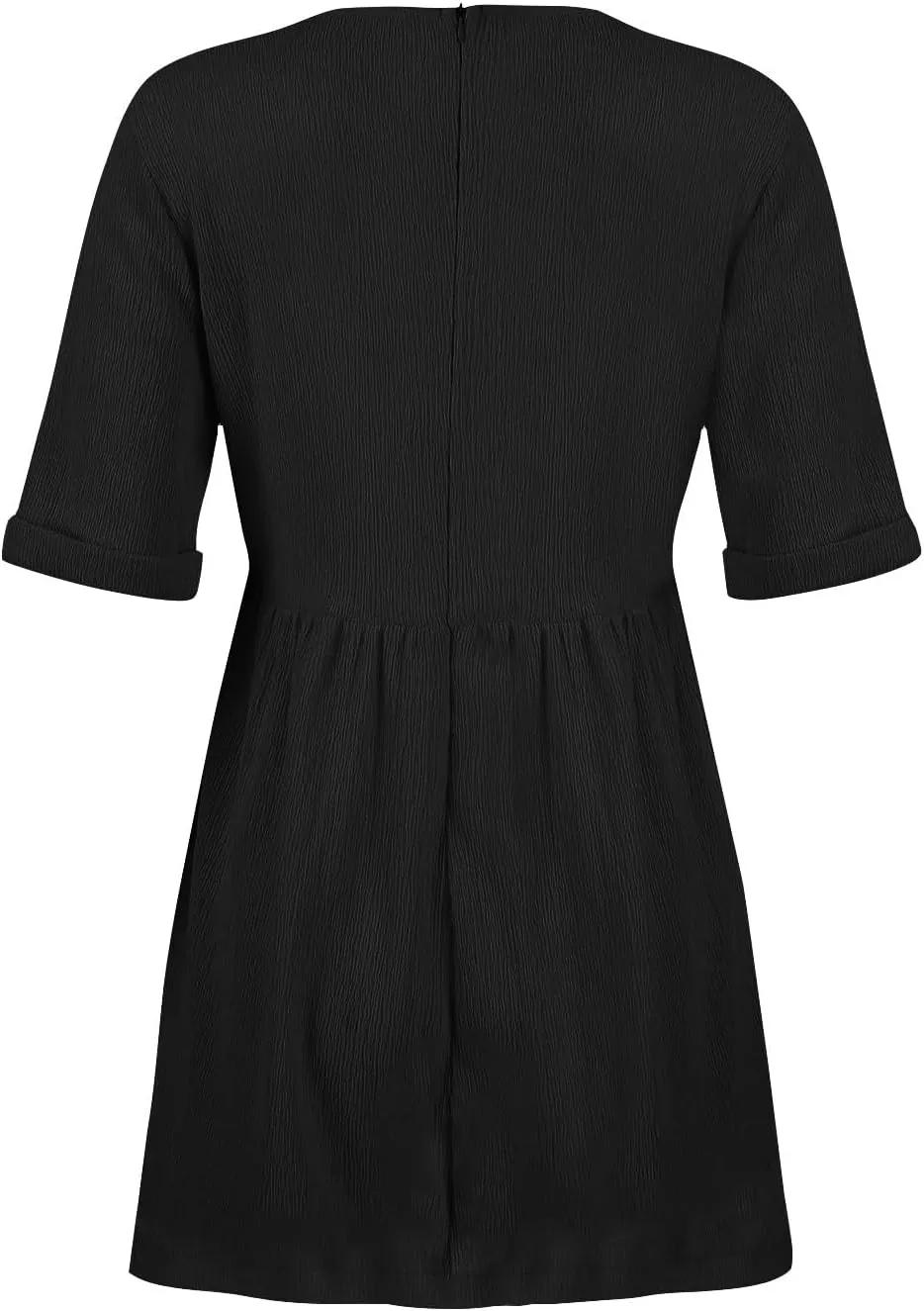 Women Summer Casual T Shirt Dress Short Sleeve V Neck Sundress 2025 Textured Solid Mini Beach Dresses with Pockets