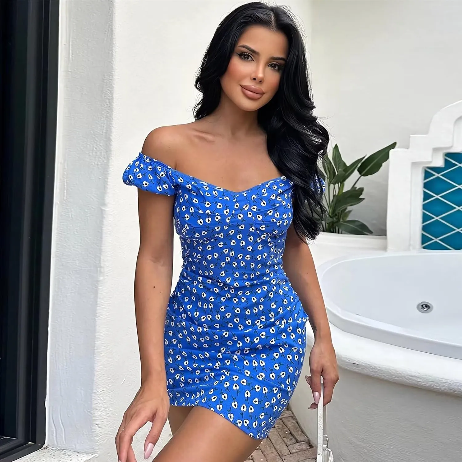 Women Summer Dresses Cute Short Sleeve Backless Mini Sundress Ruffle Flowy Boho Dresses Sexy Beach Dresses Date Night