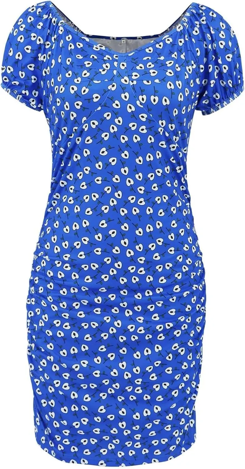 Women Summer Dresses Cute Short Sleeve Backless Mini Sundress Ruffle Flowy Boho Dresses Sexy Beach Dresses Date Night
