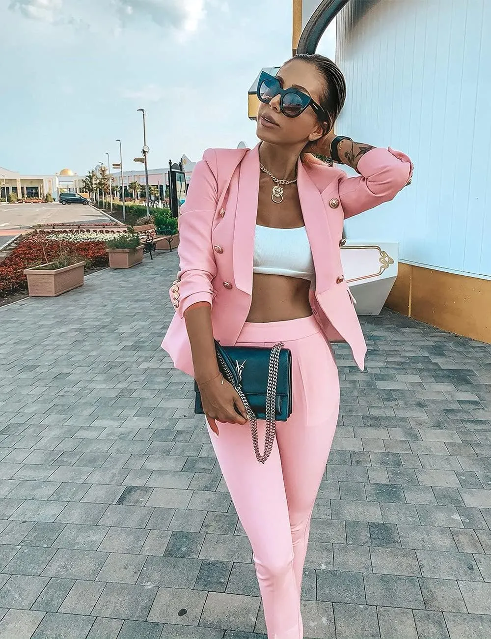 Women's 2 Piece Suit Hot Set Business Fashion Long Sleeve Blazer and Pants for Women