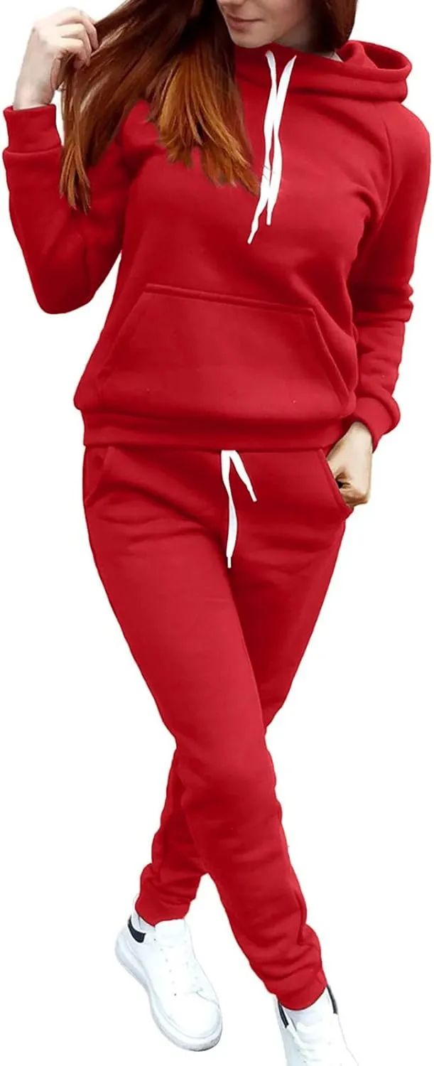 Womens 2 Piece Tracksuits Oversized Pullover Long Sleeve Hoodie Lounge Joggers Fashion Winter Sweatsuit Outfits Pocket