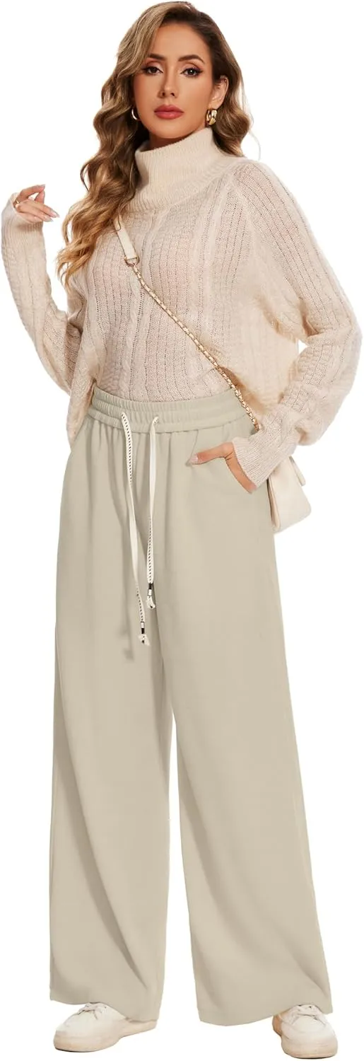 Women's Corduroy Loose Mid Rise Pant Casual Fall Straight Leg Elastic Waist Pants with Pockets