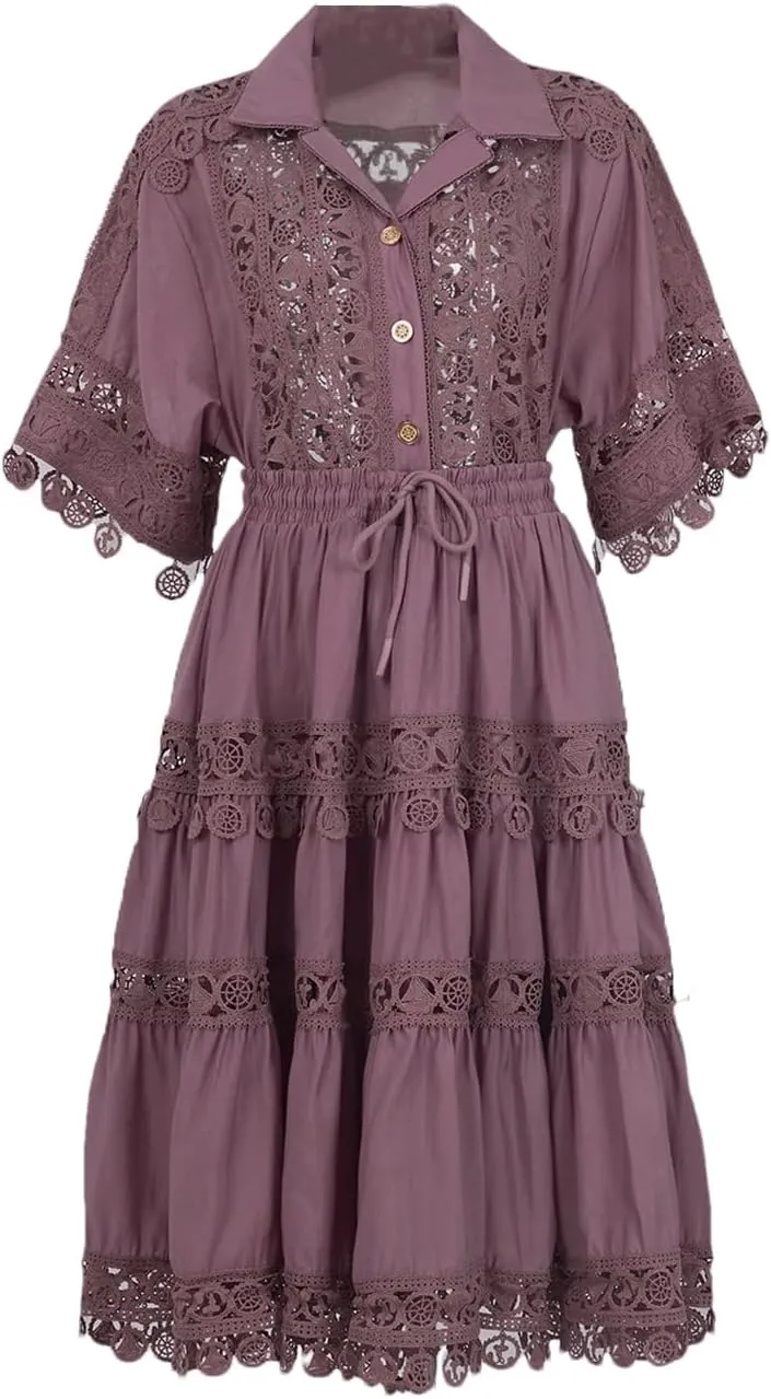 WomenS Embroidered Lace Jacket with Pleated Skirt Set Summer Holiday Wear Hollow Out Design Two Piece Outfit